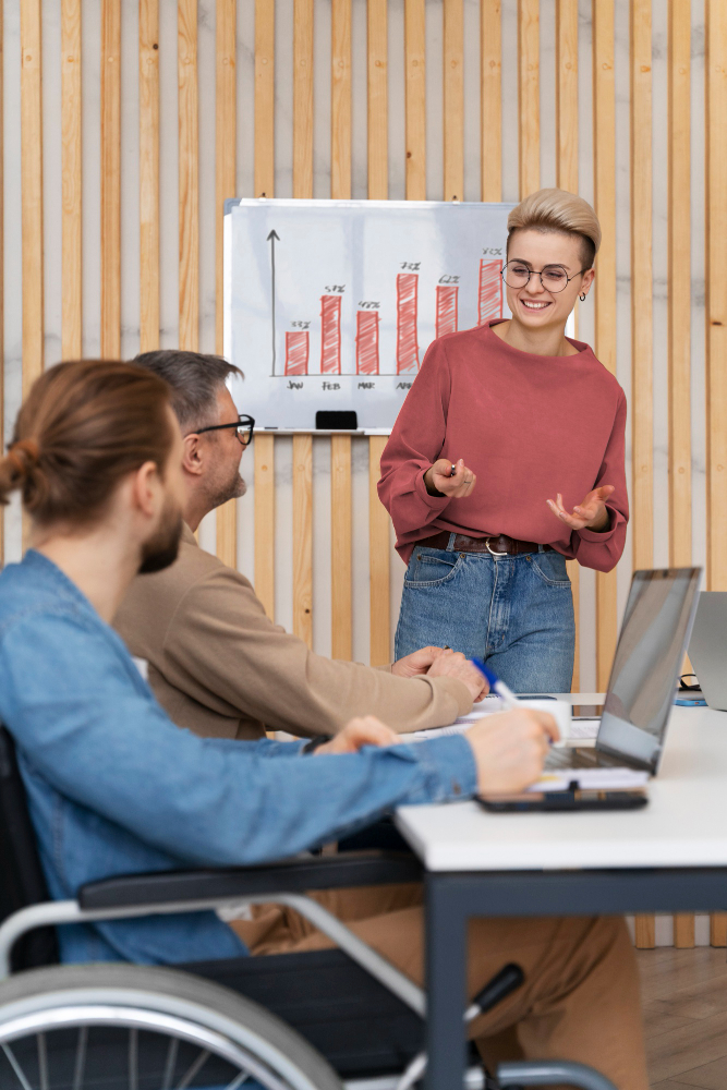 Carrières Présentation de résultats et réunion d'équipe inclusive en entreprise - CYMP Formation