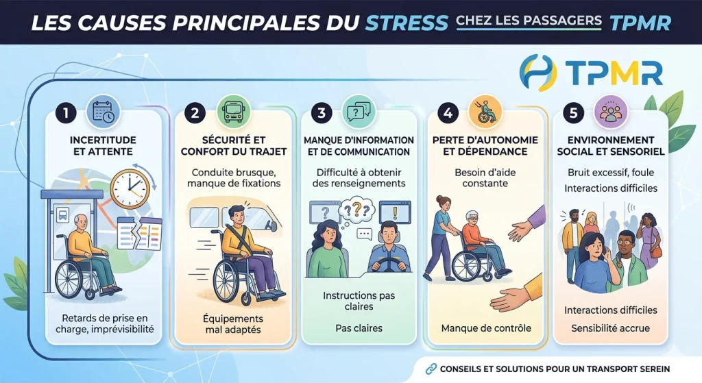 Infographie causes stress passager TPMR transport adapté